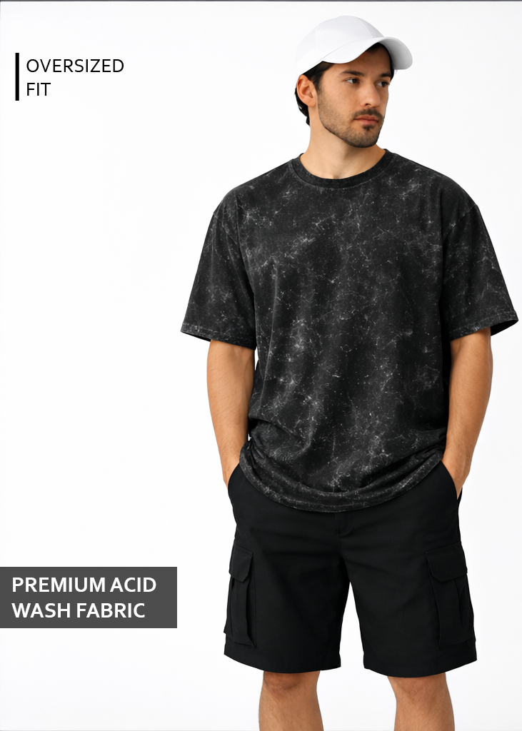 ACID WASH OVERSIZED T - BLACK