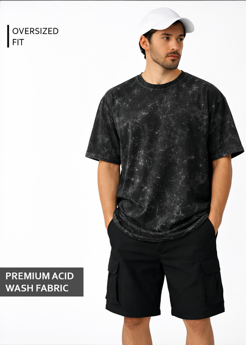 ACID WASH OVERSIZED T - BLACK