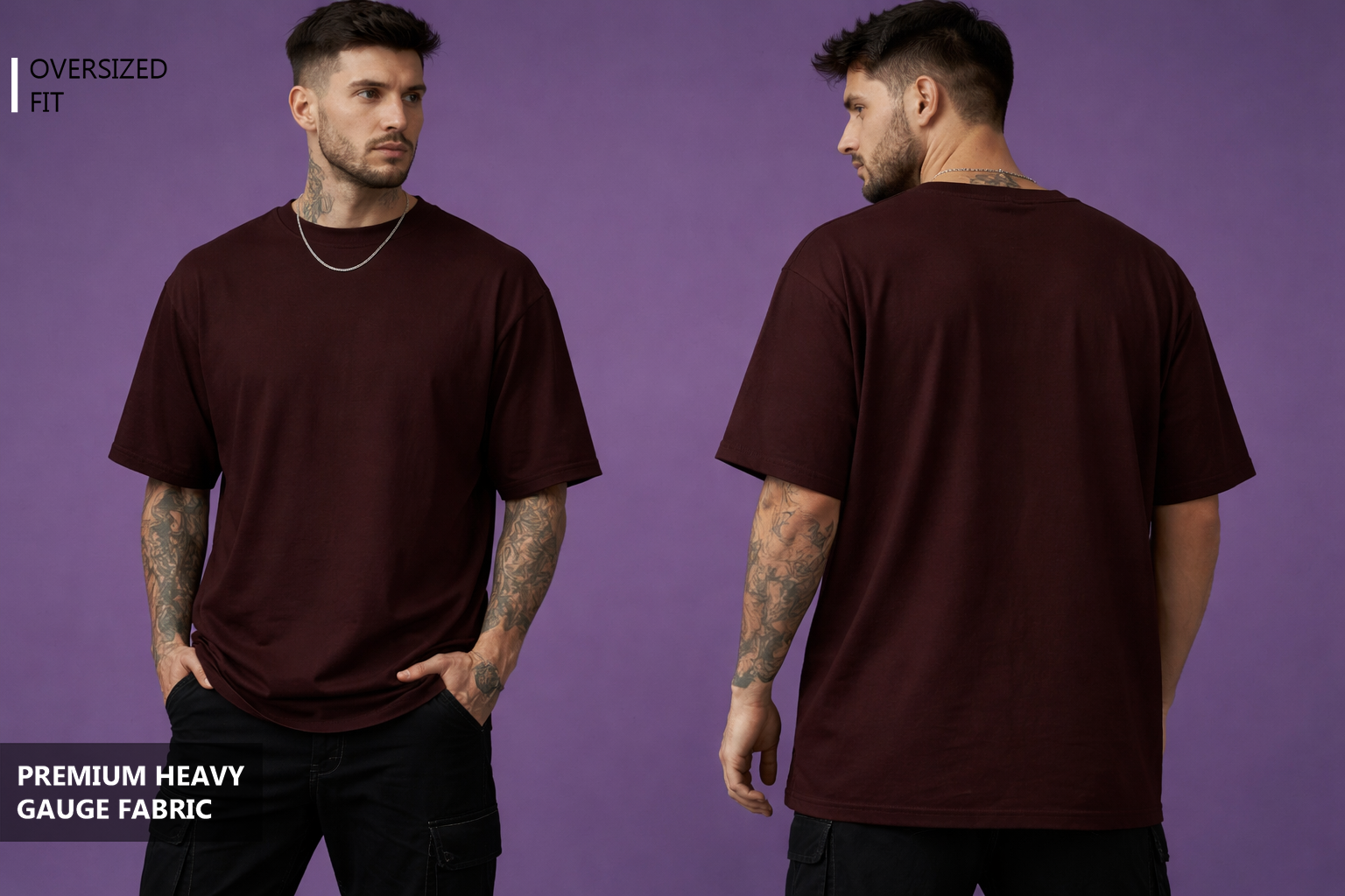 Classic Oversized T shirt -  MAROON Gen Zes