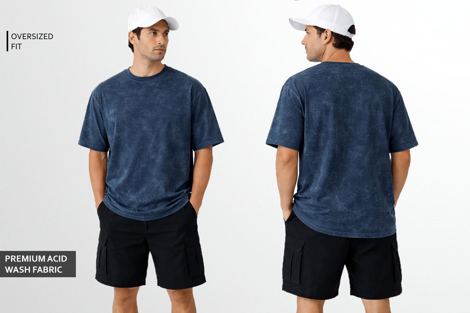 ACID WASH OVERSIZED T - NAVY BLUE Gen Zes