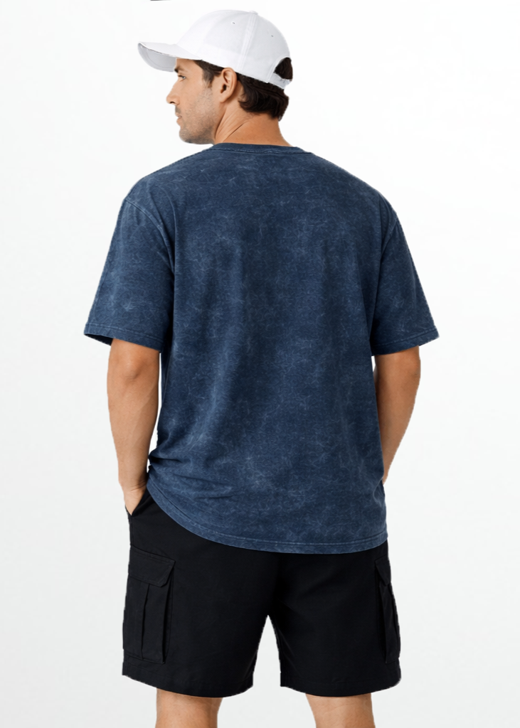 ACID WASH OVERSIZED T - NAVY BLUE