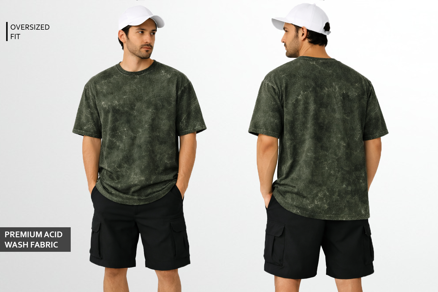 ACID WASH OVERSIZED T - OLIVE GREEN Gen Zes