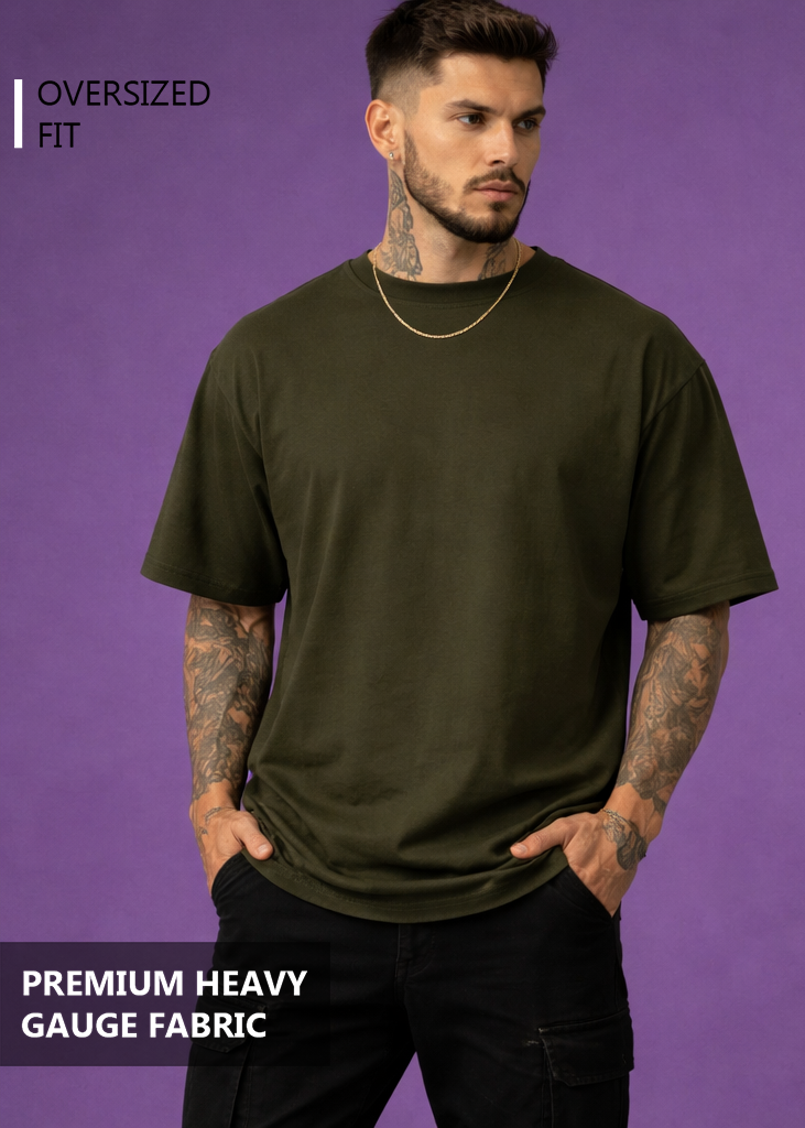Classic Oversized T shirt - OLIVE GREEN