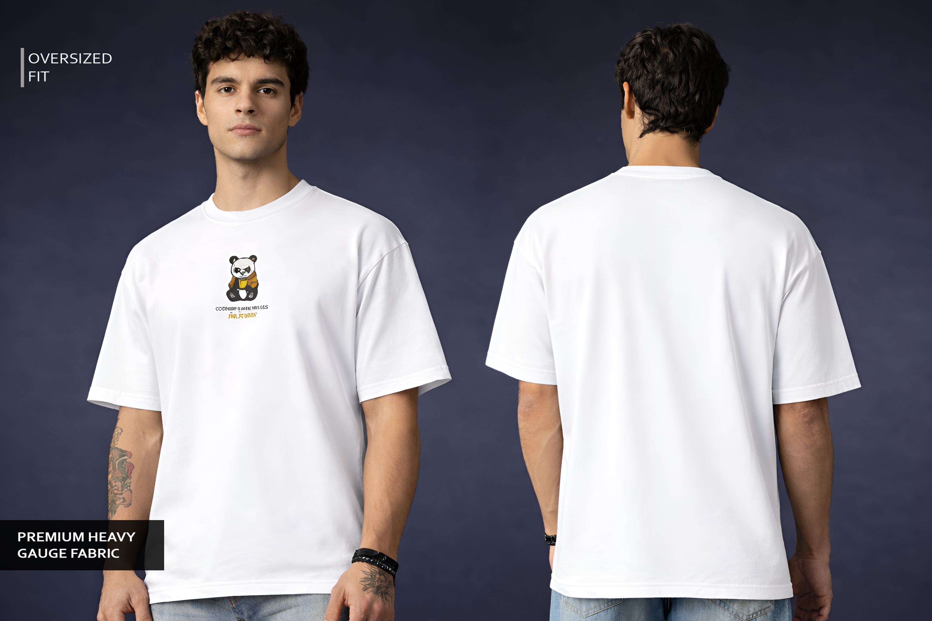 White Oversized T shirt - Panda Gen Zes
